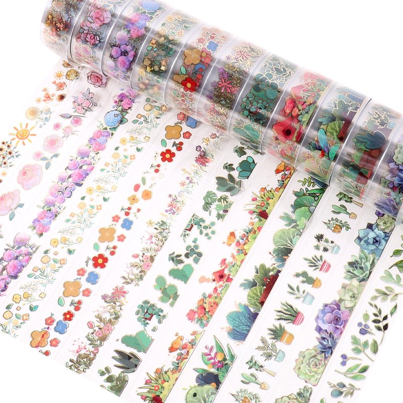 12 Rolls Washi Tape Set Gold Foil Masking Flower Plants Decorative Tapes for DIY Crafts,Journals,Planners,Scrapbook,Wrapping
