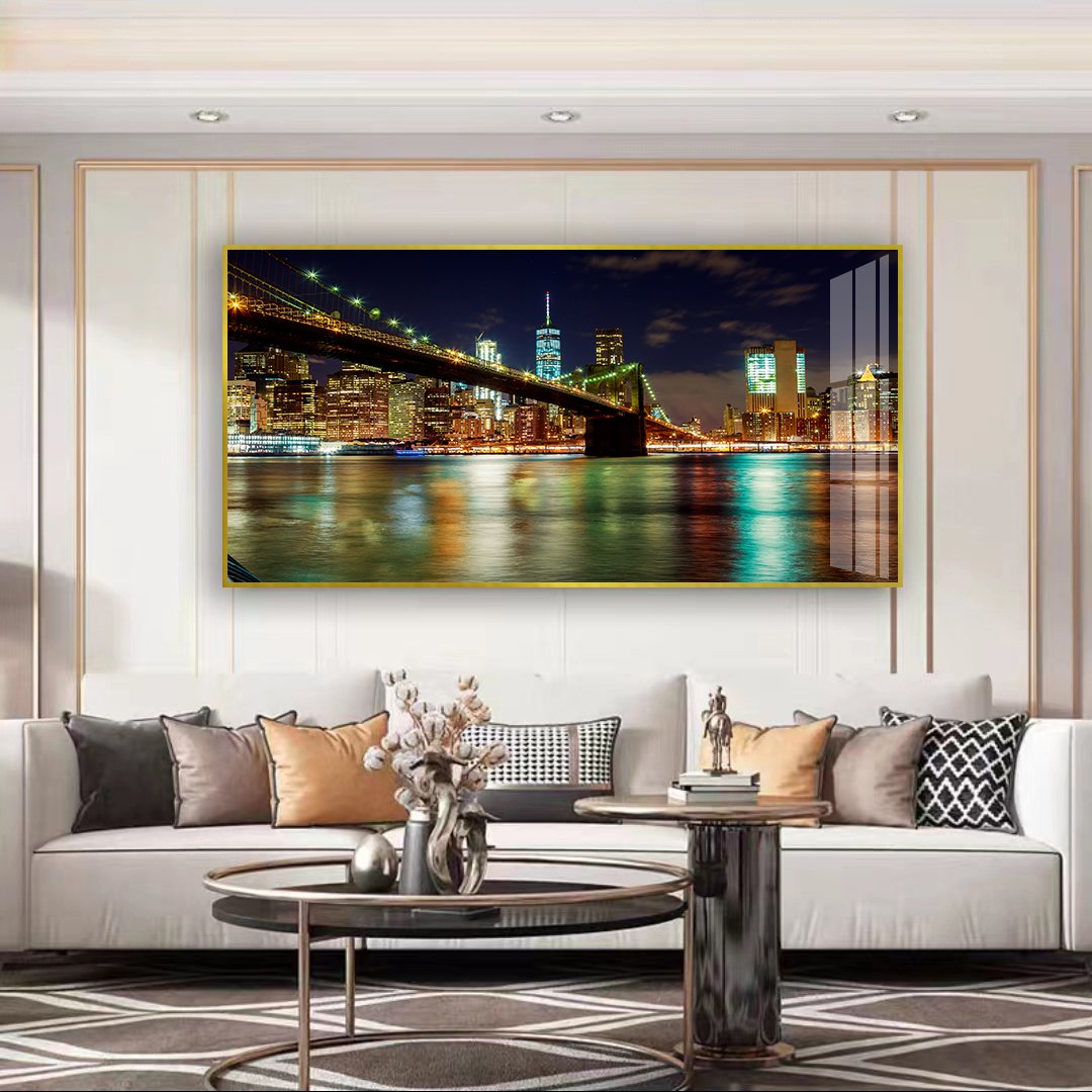 Autumn Lake Waterfall Background Painting Living Room Sofa Background Decoration Painting High end Crystal Porcelain Painting