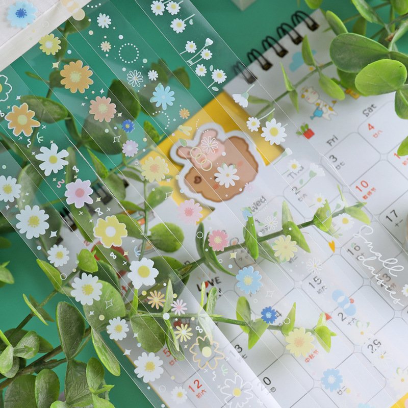 5 Rolls Floral Washi Tape Set PET Decorative Flowers Transparent Masking Tapes for DIY Crafts,Journals,Planners,Wrapping