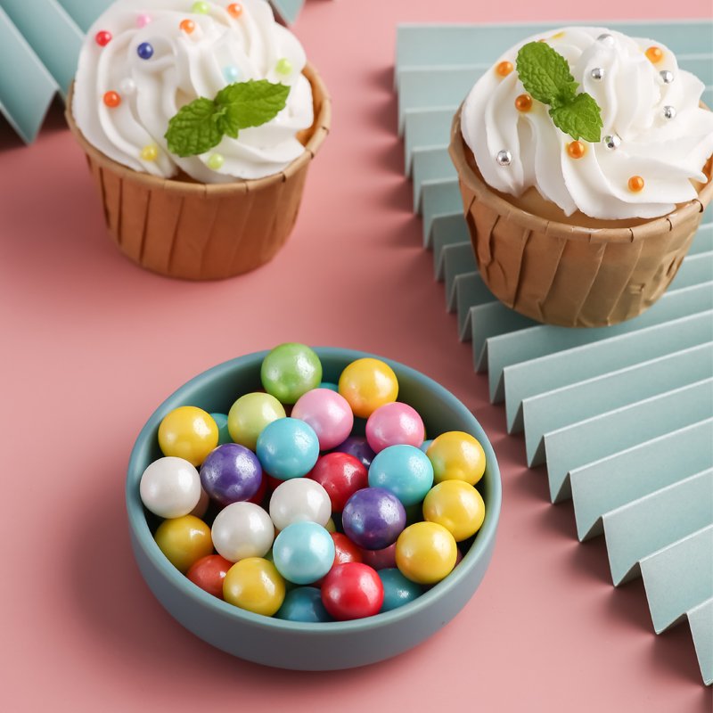 factory direct wholesale mix color edible molded candy pearlized 14mm colorful nonpareils in 85g bottle