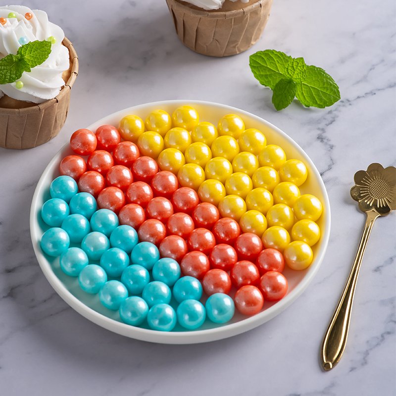 factory direct wholesale mix color edible molded candy pearlized 14mm colorful nonpareils in 85g bottle