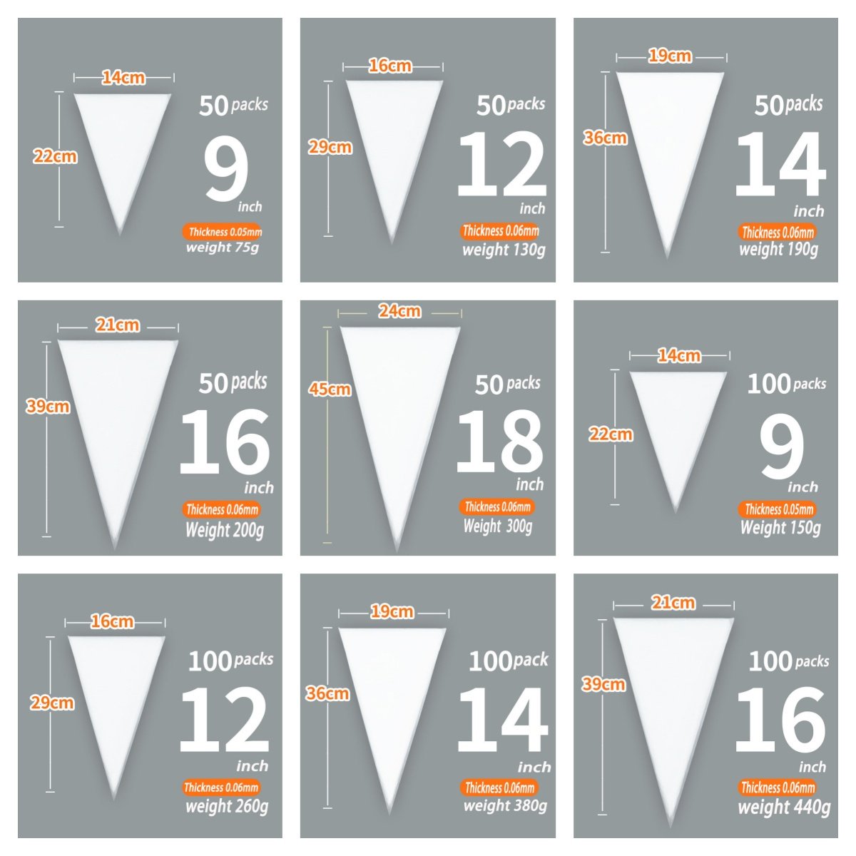 Two-tone clear piping bag Disposable piping bag for cake decorating tools for 50/100 pcs