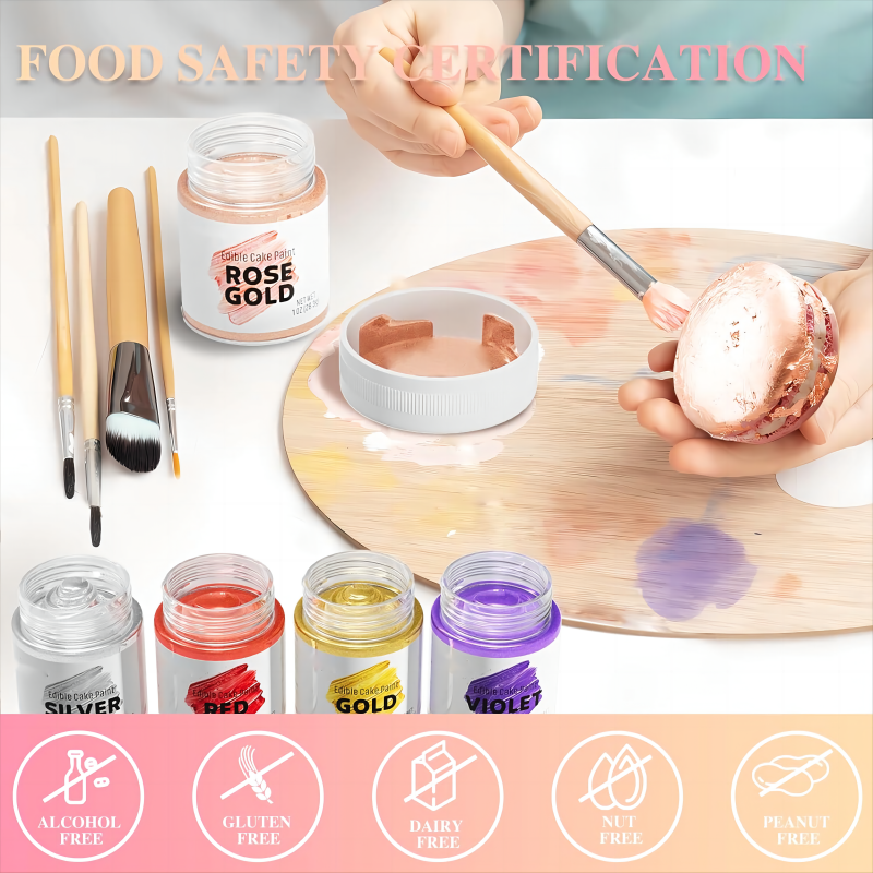 Rose Gold Food Coloring Edible Shimmer Paint for Decorating Cookies Cupcakes Fondant Donuts Buttercream