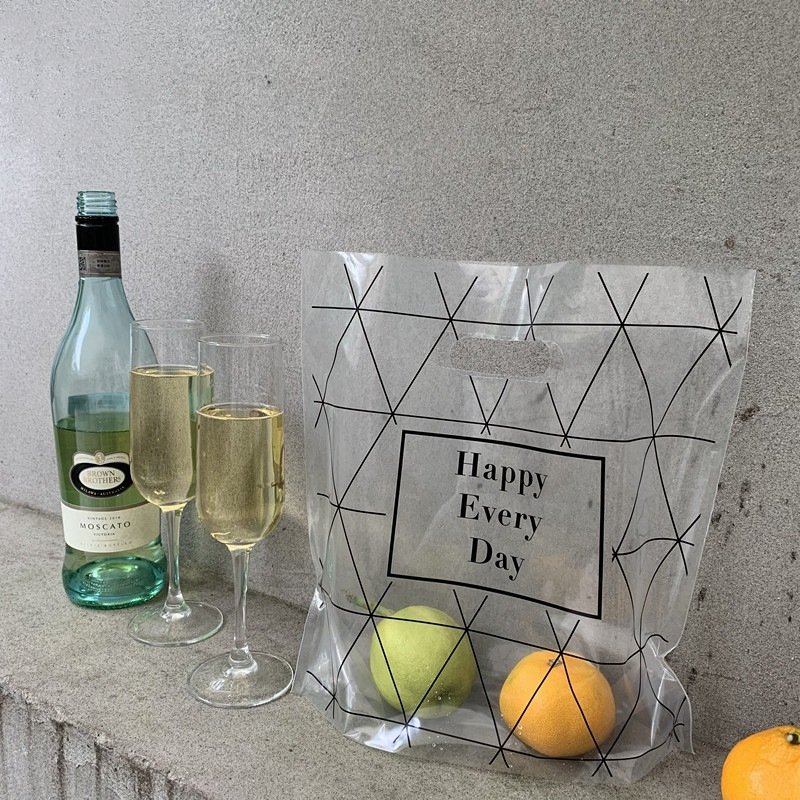 Custom logo plastic bag with handle factory supplier PP take out bag for bread food grade clear bakery plastic bag