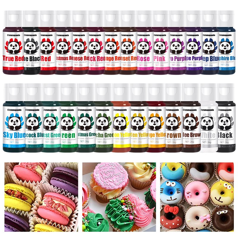 Chromapanda High Concentrated Food Grade Gel Liquid 26g Muti-Colors Icing Food Additive Colorant Dye Fondant Cake Decoration