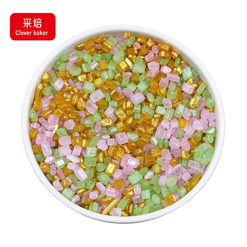 Edible Mixed-Color Granulated Sugar Crystal Candy Cake Sprinkles Sanding Sugar Solid Halal Certified Bottle Bag Bakeries