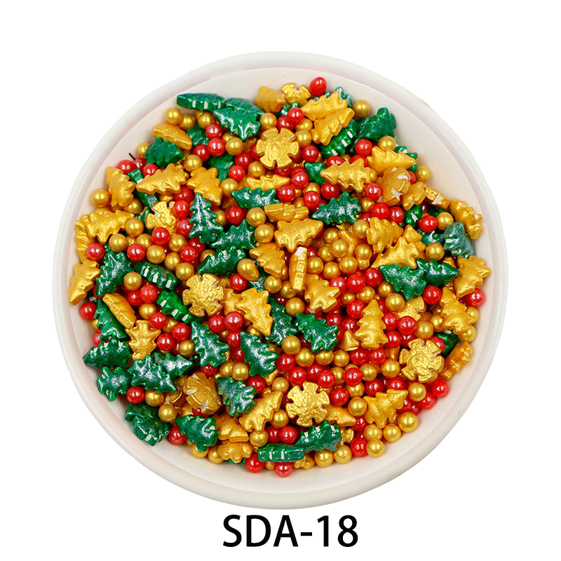 Factory Direct Mix of Red Green Edible Confetti Sprinkles Candy Beads Jimmies Cake Decoration Christmas Pattern Bag Packaging