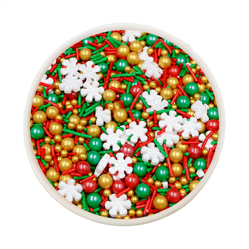 Factory Direct Mix of Red Green Edible Confetti Sprinkles Candy Beads Jimmies Cake Decoration Christmas Pattern Bag Packaging