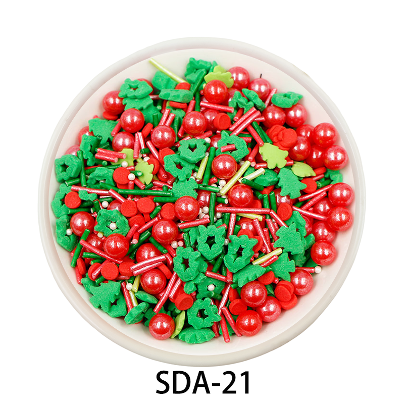 Factory Direct Mix of Red Green Edible Confetti Sprinkles Candy Beads Jimmies Cake Decoration Christmas Pattern Bag Packaging