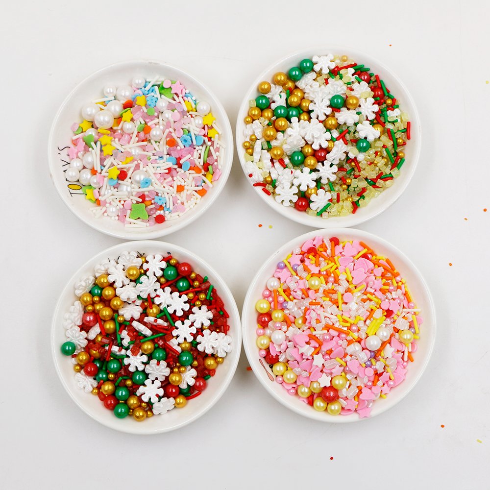 Factory Direct Mix of Red Green Edible Confetti Sprinkles Candy Beads Jimmies Cake Decoration Christmas Pattern Bag Packaging
