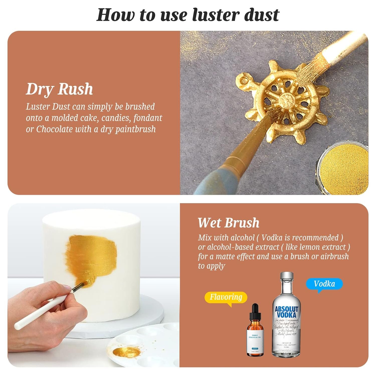 Food Color Edible Gold Luster Dust Bakery Decoration Ingredients for Cake Drink Chocolate