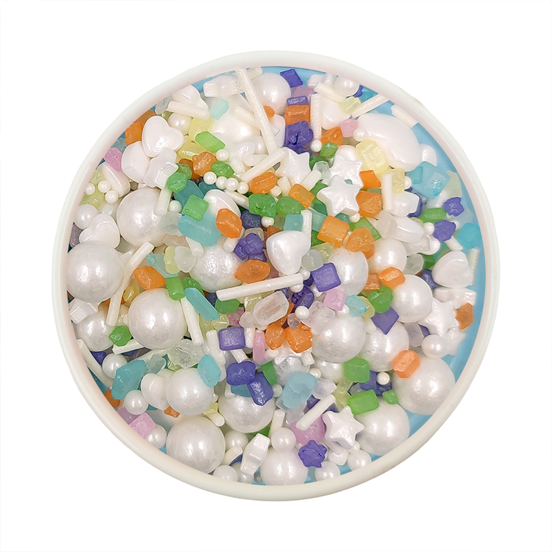 120g Children's Day Cake Sprinkles Edible Pink Blue Green Purple White Icing Sugar Ball Pattern Wholesale Kids Halal Certified