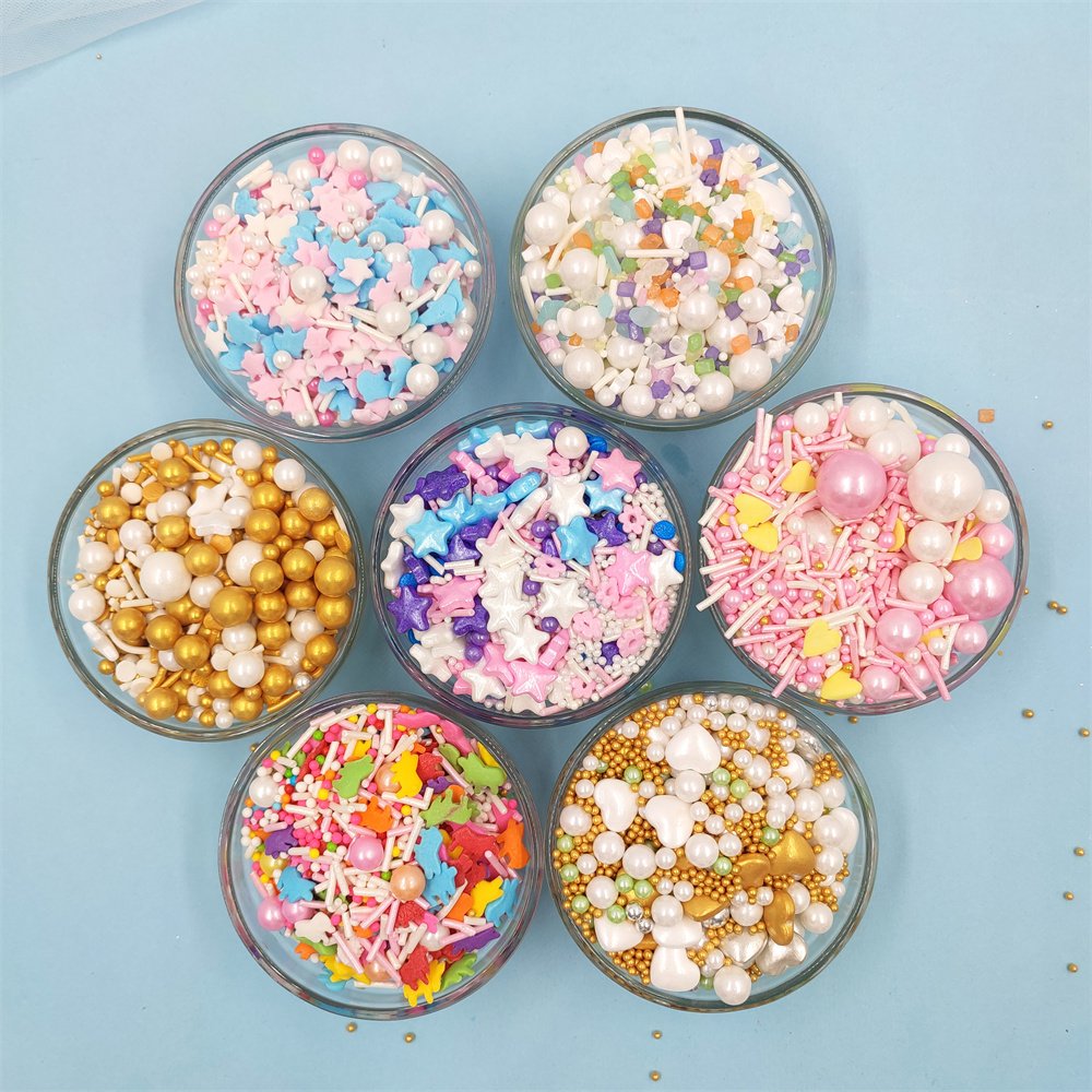 120g Children's Day Cake Sprinkles Edible Pink Blue Green Purple White Icing Sugar Ball Pattern Wholesale Kids Halal Certified