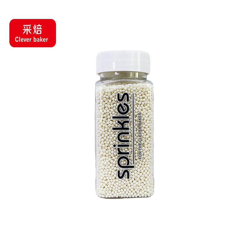 White 2mm Edible Sugar Beads Halal Pearl Sprinkles for Cake Decor Bakery Ingredients in Bottle Wholesale
