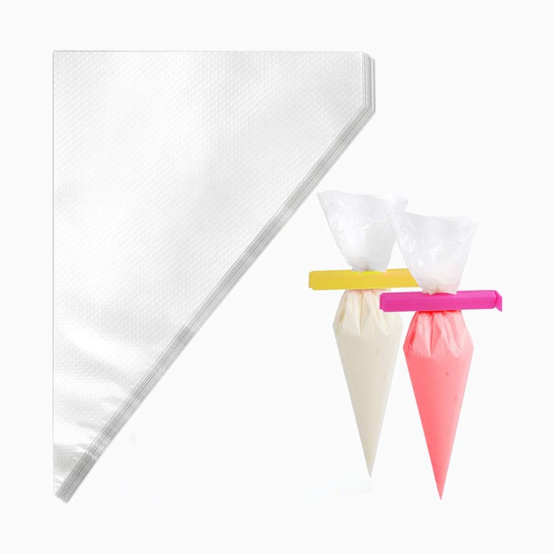 100 Pcs Eco Friendly Compostable Custom Logo Disposable Transparent Pe Plastic Bag Cake Cream Decorating Pastry Piping Bags