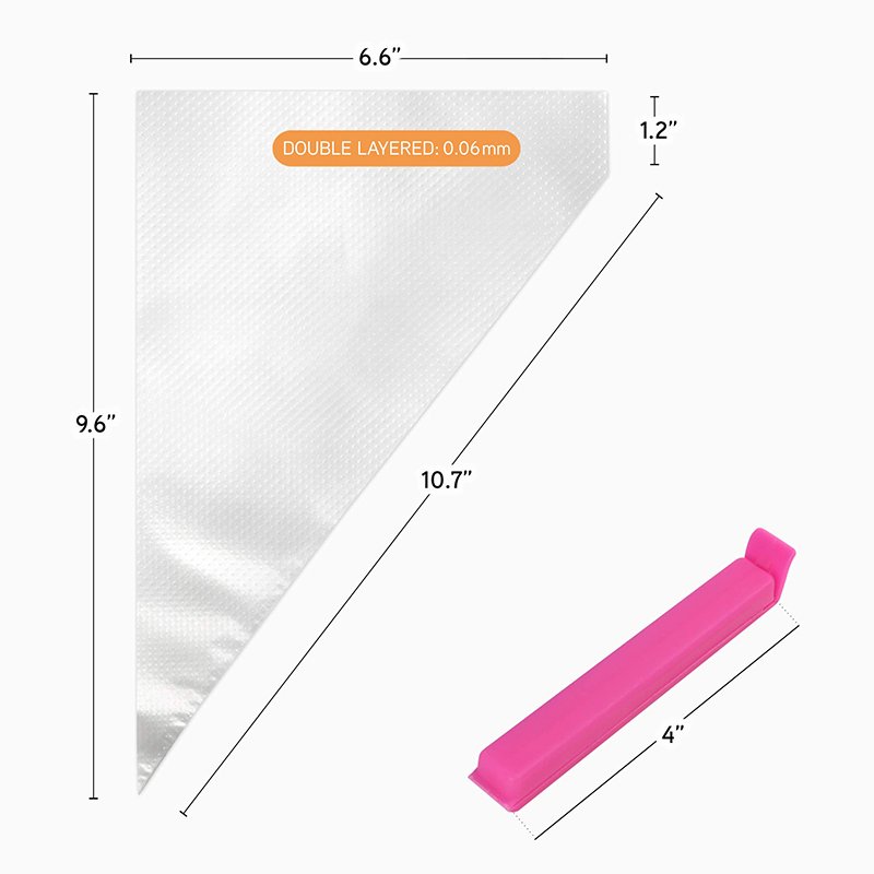 100 Pcs Eco Friendly Compostable Custom Logo Disposable Transparent Pe Plastic Bag Cake Cream Decorating Pastry Piping Bags