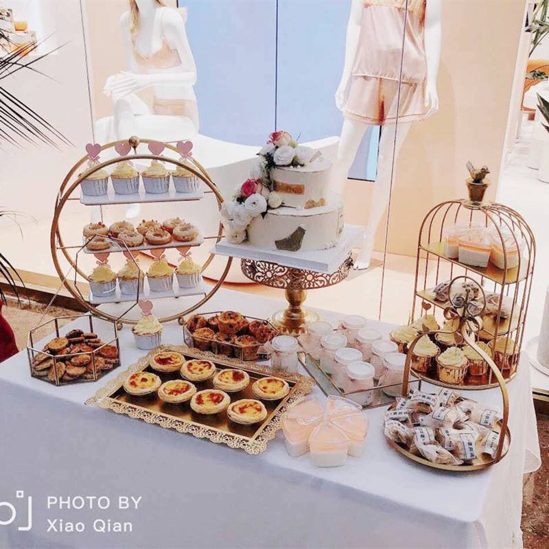 Fancy Wedding Decorative Gold Silver Fruit Cupcake Afternoon Tea Stands Food Displays Racks Stands 3 Tiers Dessert Table