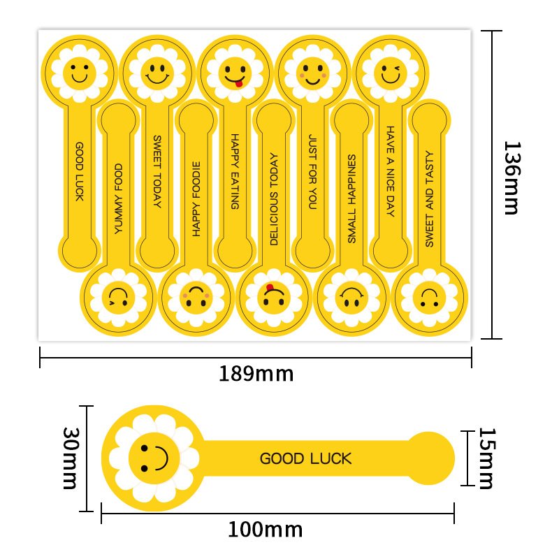 Good Quality Cute Smiley Face Strip Baking Seal Dessert Cake Egg Yolk Pastry Packing Box Seal Label decoration