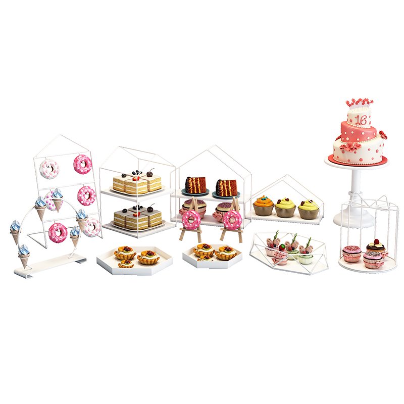 Luxury dessert table display decorations metal white cupcake cake stand afternoon tea stand set for wedding