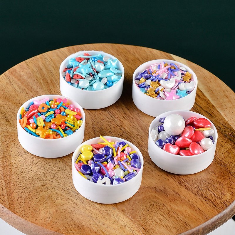 Love Bakery Colorful Sugar Pearls Press Candy For Cupcakes Bakery Ingredients Edible Mixed Sprinkles Cake Decorations