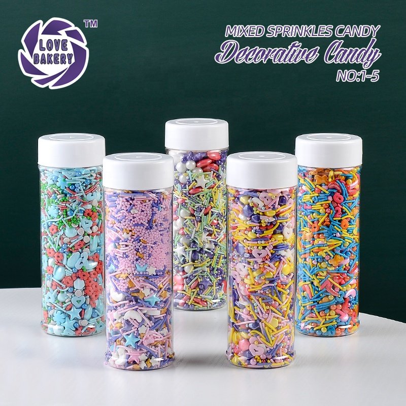 Love Bakery Colorful Sugar Pearls Press Candy For Cupcakes Bakery Ingredients Edible Mixed Sprinkles Cake Decorations