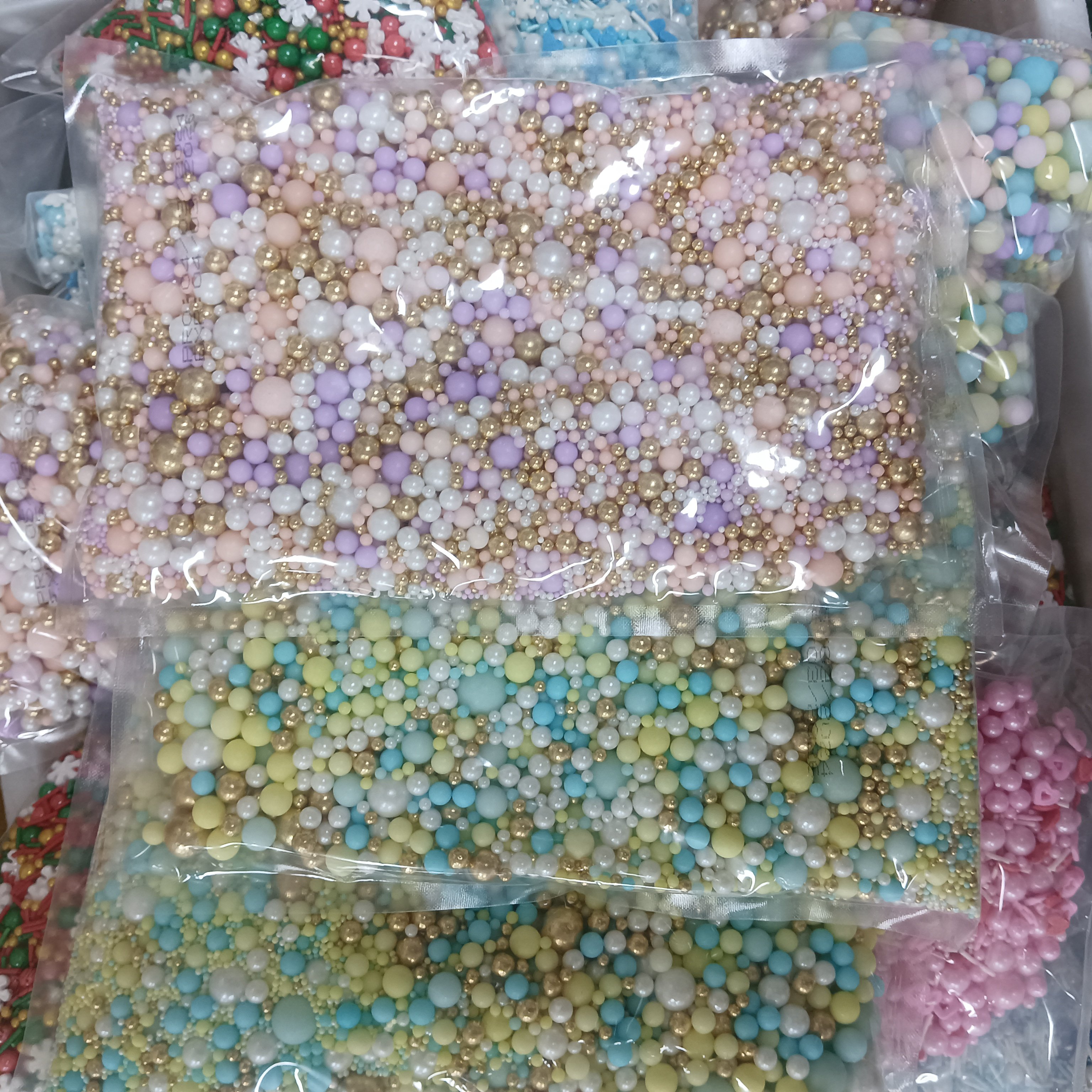 Sprinkles manufacture Mix size pearly sugar beads Edible Sprinkles Cake Decoration White pearl sprinkles