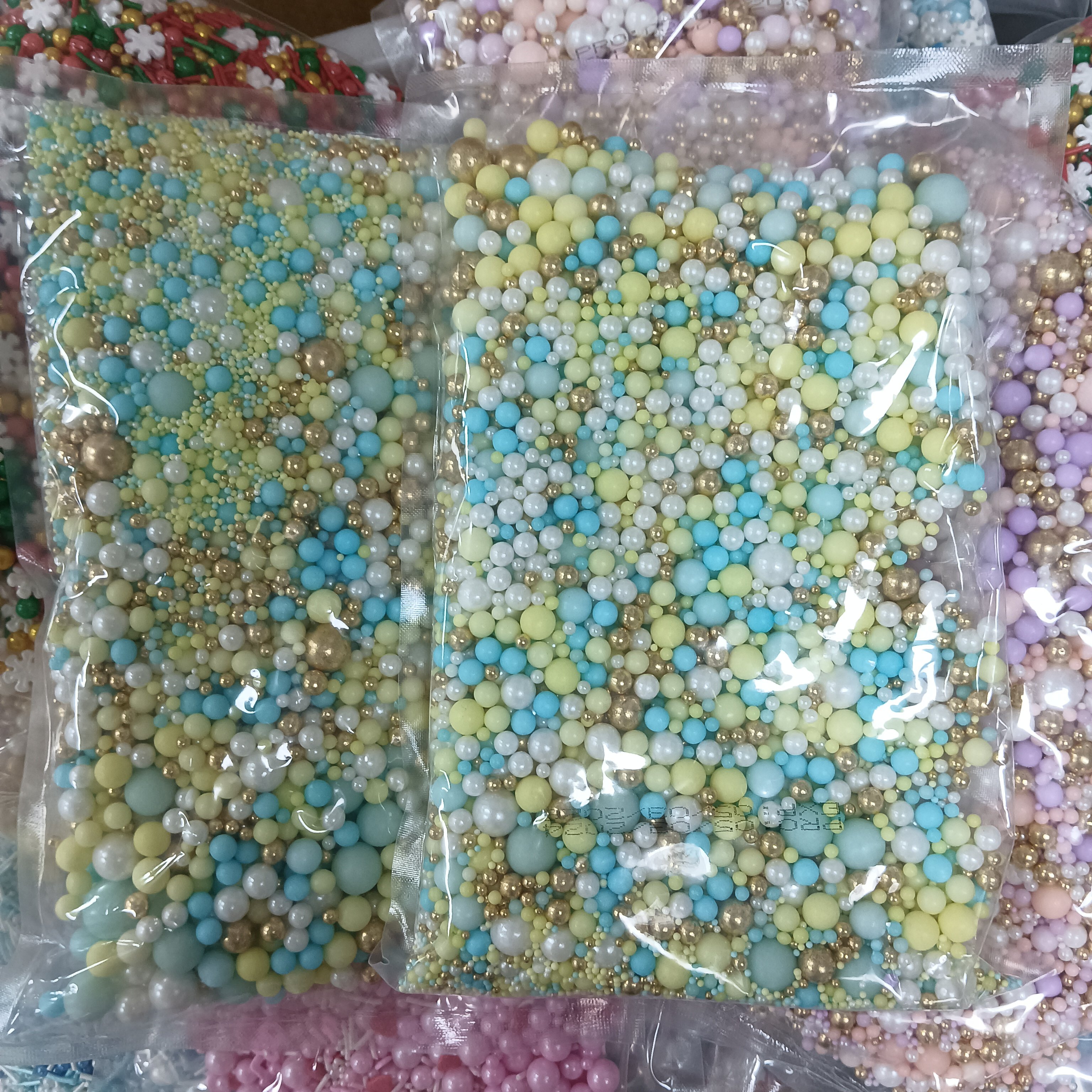 Sprinkles manufacture Mix size pearly sugar beads Edible Sprinkles Cake Decoration White pearl sprinkles