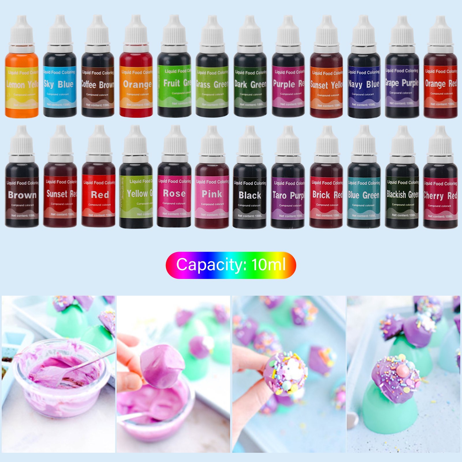Factory sale Food Coloring 10ml Cake Pastry Cookies DIY Craft Cake Decoration Edible Color Pigment Cream Toning Liquid Droplet