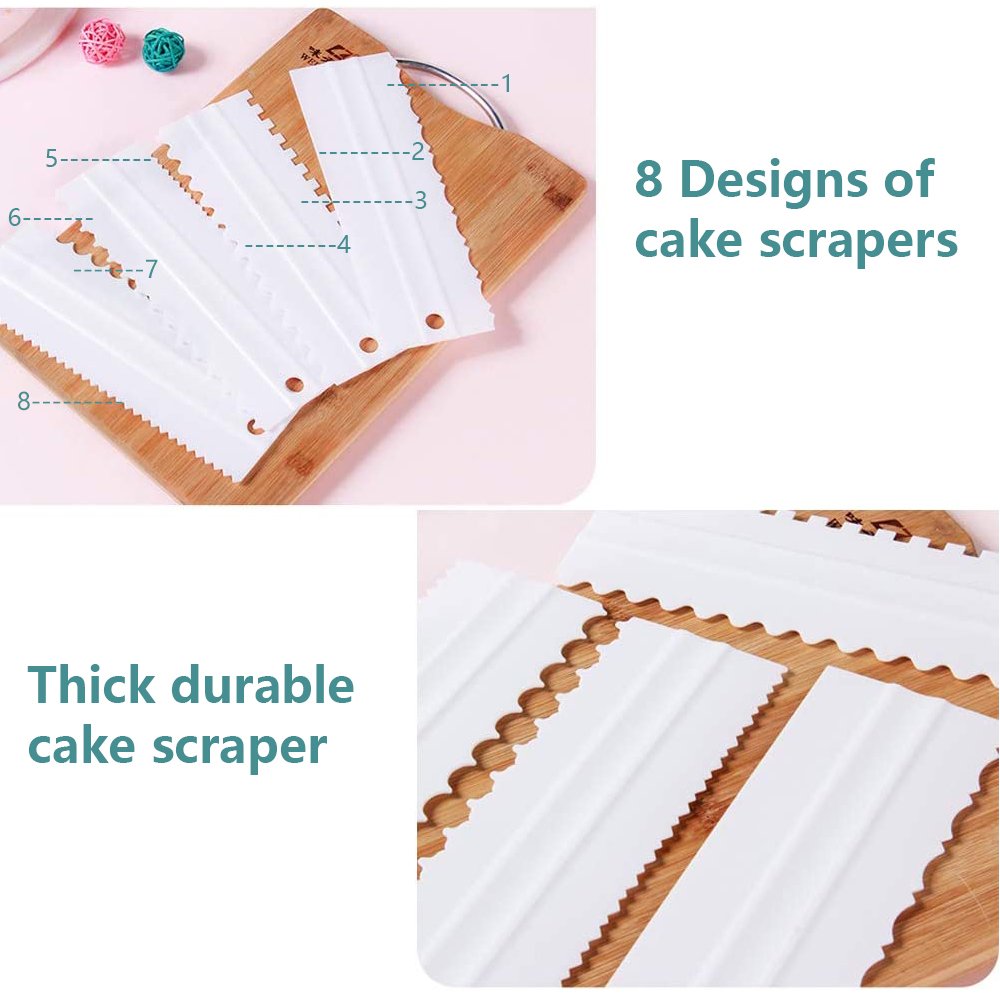 4 Pcs Set 8 Shapes Baking Diy Plastic Pastry Cream Fondant Butter Mousse Edge Side Comb Smoother Scraper decoration Cake Tools