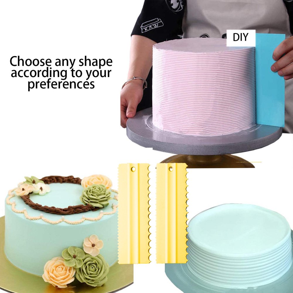 4 Pcs Set 8 Shapes Baking Diy Plastic Pastry Cream Fondant Butter Mousse Edge Side Comb Smoother Scraper decoration Cake Tools