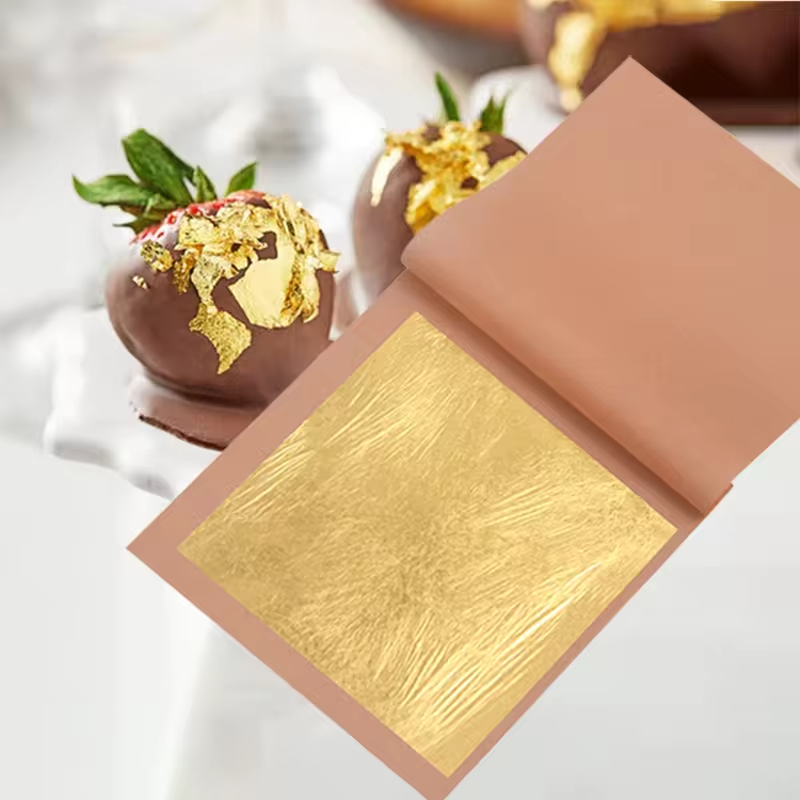 24K Edible Gold Leaf Sheets Pure Gold Foil Leaf for Food Decoration Cakes Baking Ice Cream