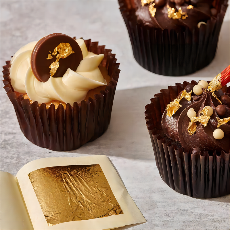 24K Edible Gold Leaf Sheets Pure Gold Foil Leaf for Food Decoration Cakes Baking Ice Cream