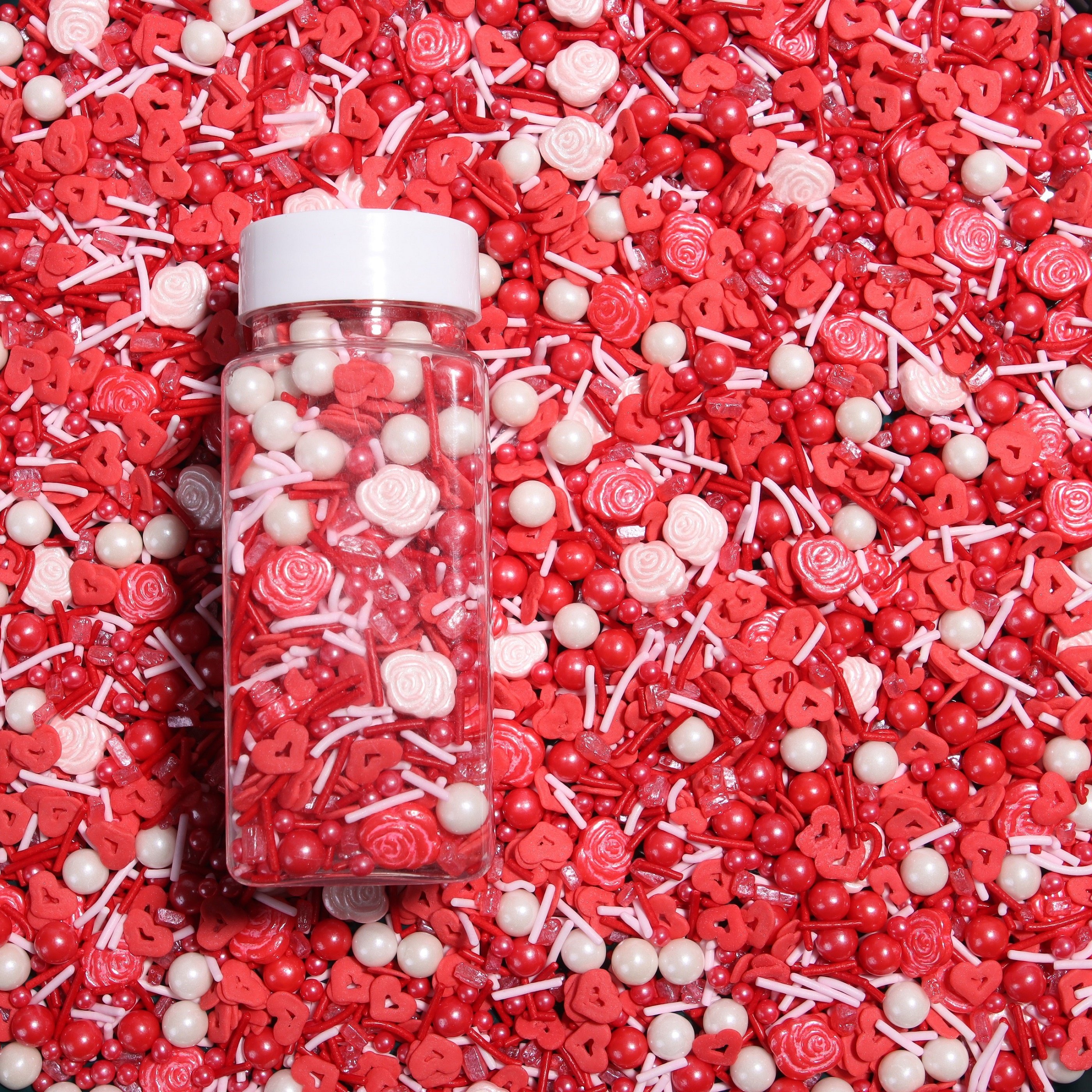 Lovebakery Valentine Cake Sprinkles Wholesale Rose Press Candy Pearly Sugar Beads Confetti Jimmies Sprinkles for Bake Decoration