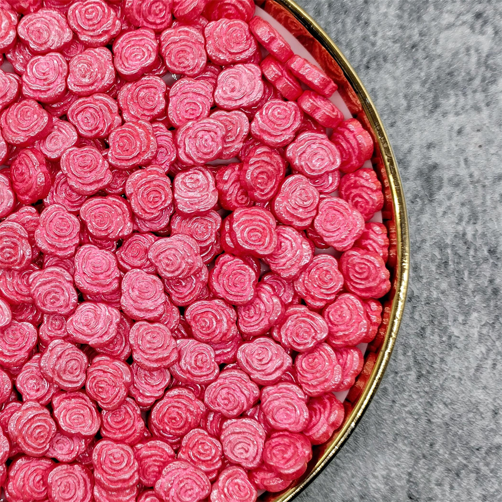 Valentines Mixes Edible Pink Red Blue Rose Shape Sprinkles Sugar Pearls Beads for Cake Decorating Confectionery And Cake Tools