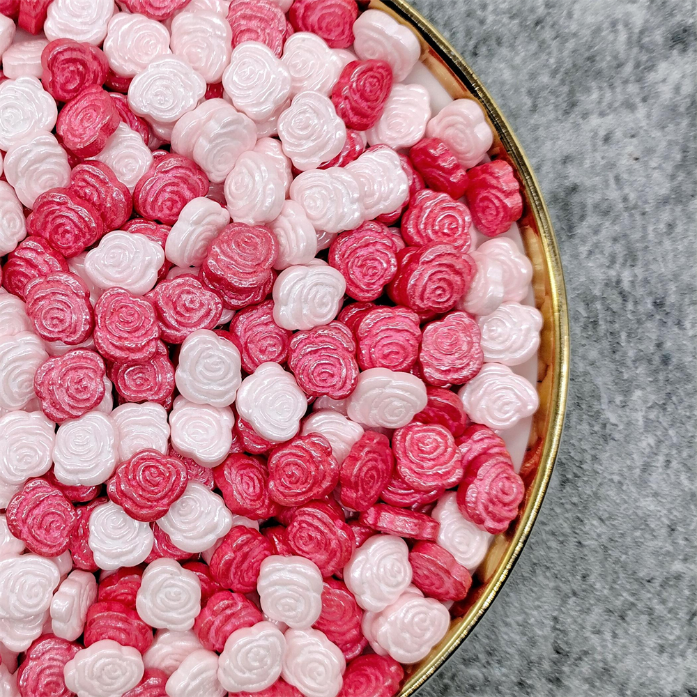 Valentines Mixes Edible Pink Red Blue Rose Shape Sprinkles Sugar Pearls Beads for Cake Decorating Confectionery And Cake Tools