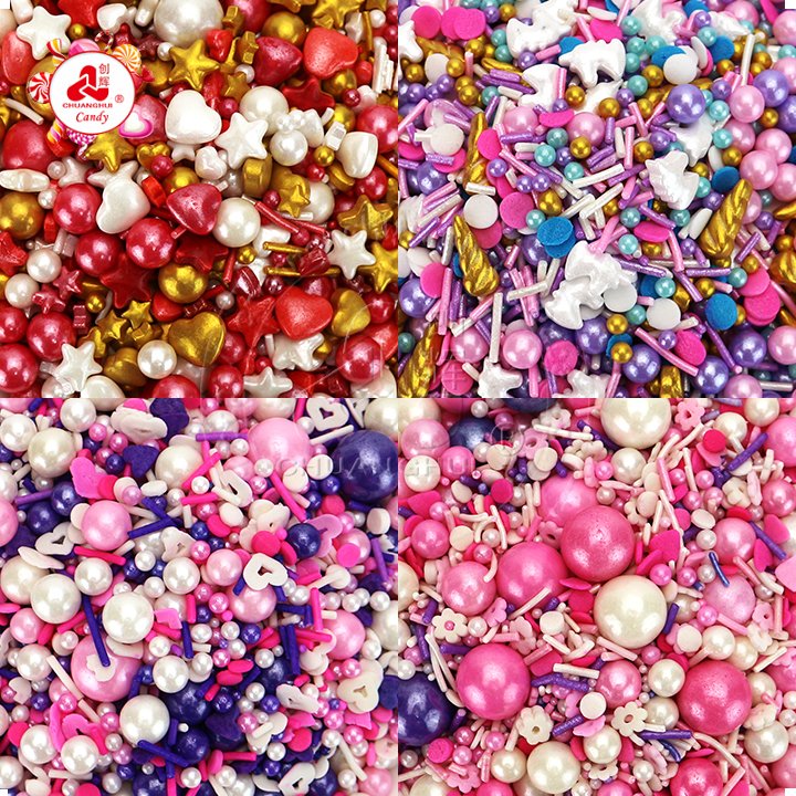 Candy sprinkles cake decoration colorful mixed shape sugar pearl beads edible candy
