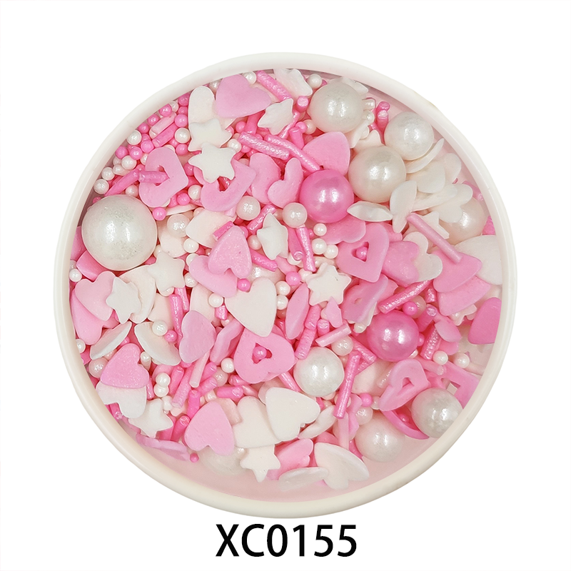 Kaibei Edible Sugar Pearls Cake Decorating Supplies Heart Candy Cake Sprinkles Edible Decoration for Valentine Cake Decoration