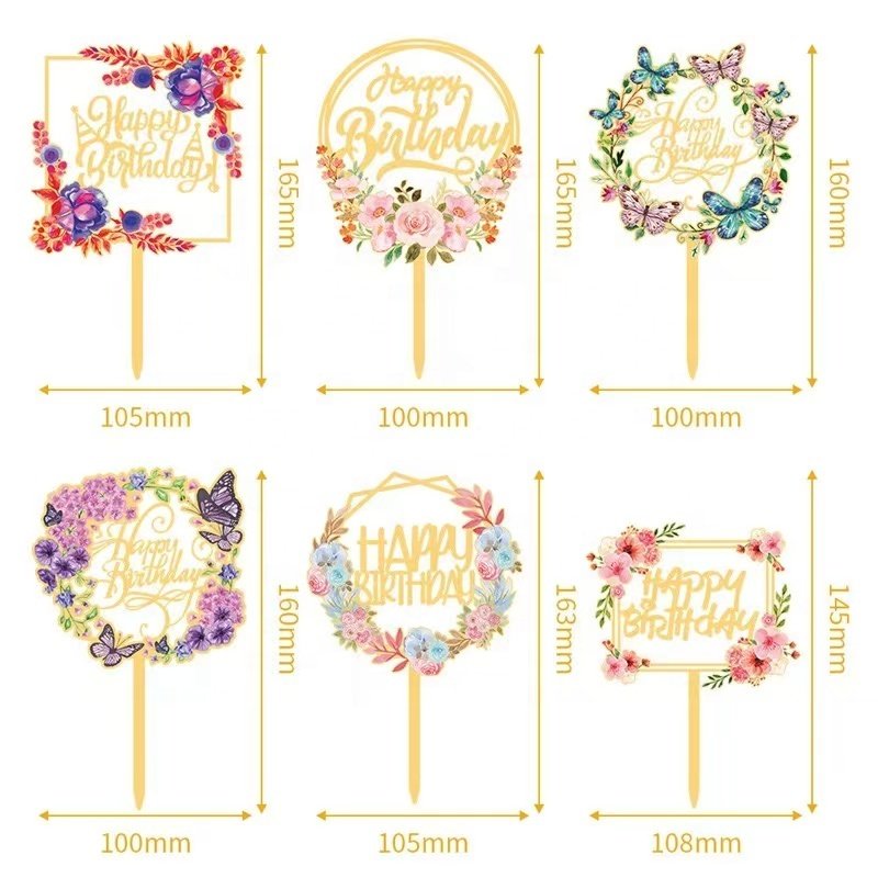 2024 NEW cross-border flower acrylic cake topper factory wholesale wedding party happy cake decoration