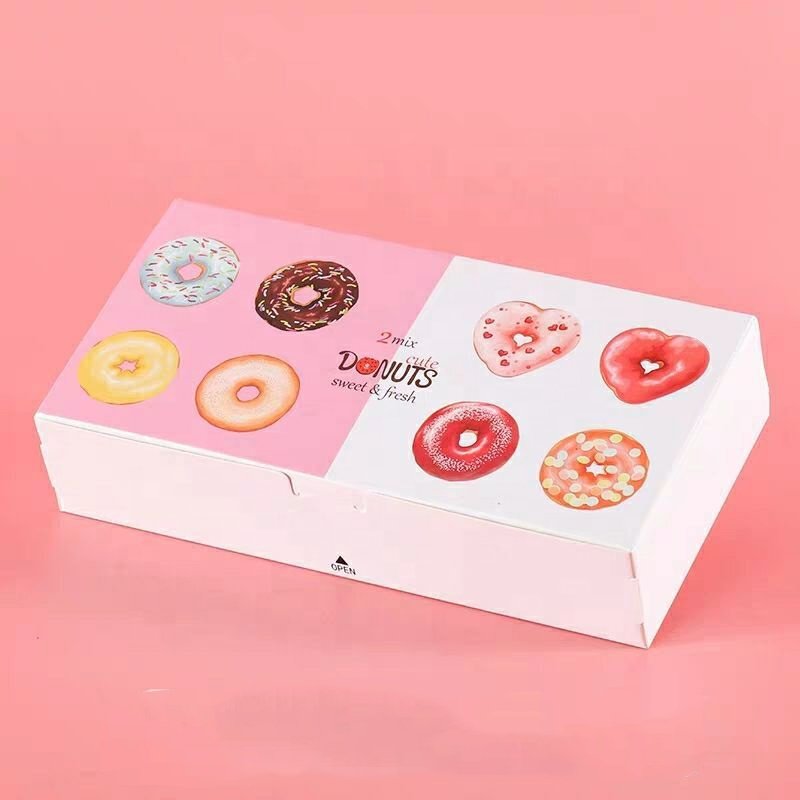 Box Pastry Bakery Packaging Paper Custom Window Donuts Gift Windows Clear Lid Macaron Cupcake Size Food Donut Boxes