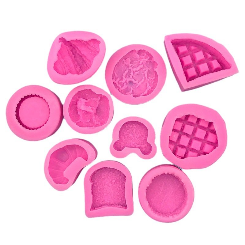DIY Home Decoration Waffle Croissant Cake Bread Silicone Molds for Resin Art Silicone Mold for Candle Silicone Resin Mold