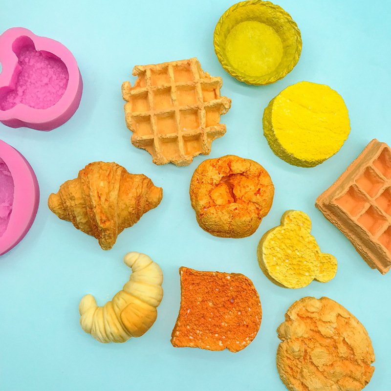 DIY Home Decoration Waffle Croissant Cake Bread Silicone Molds for Resin Art Silicone Mold for Candle Silicone Resin Mold