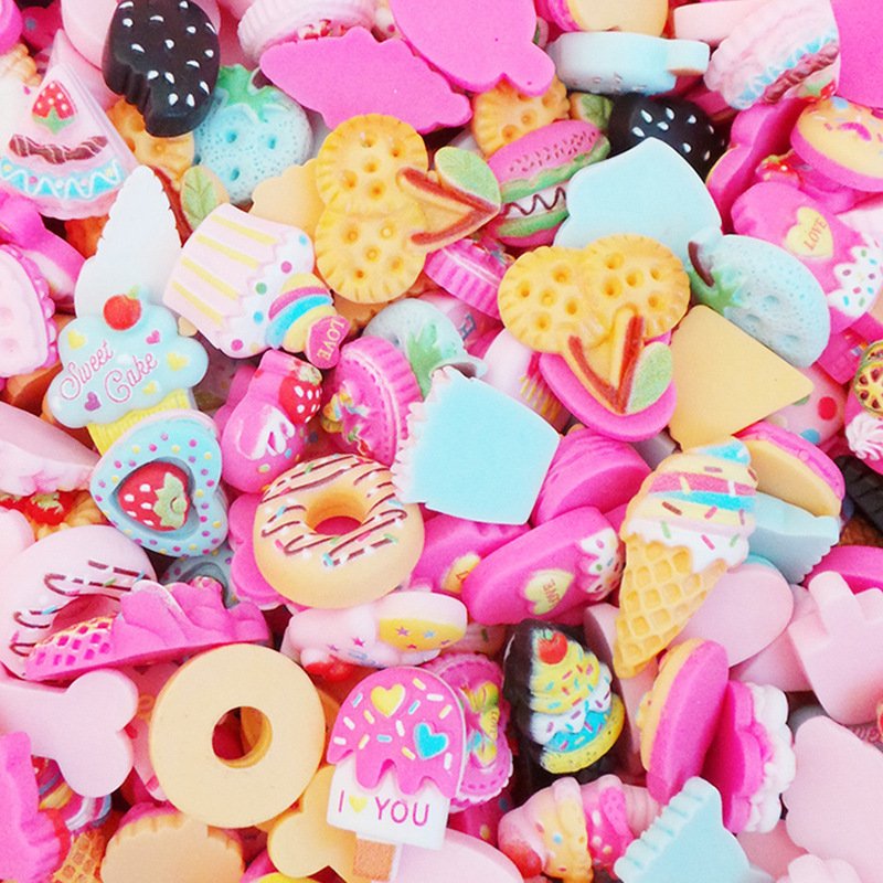 Foretrend Random Mix Flat Back Desert Mix Resin Charms Cabochons For Slime Handmade DIY Mobile