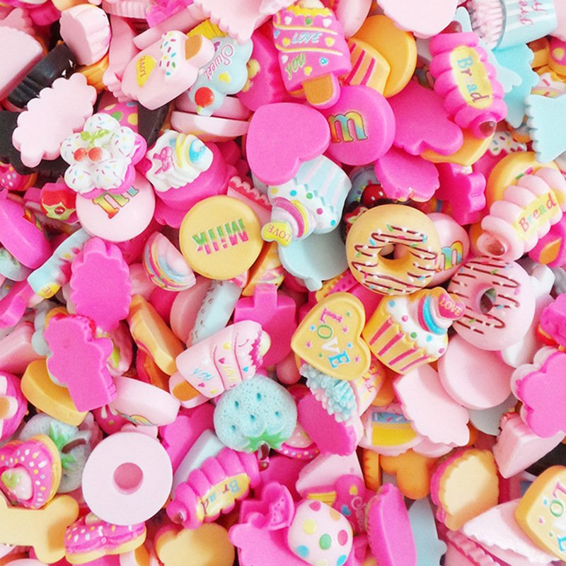 Foretrend Random Mix Flat Back Desert Mix Resin Charms Cabochons For Slime Handmade DIY Mobile