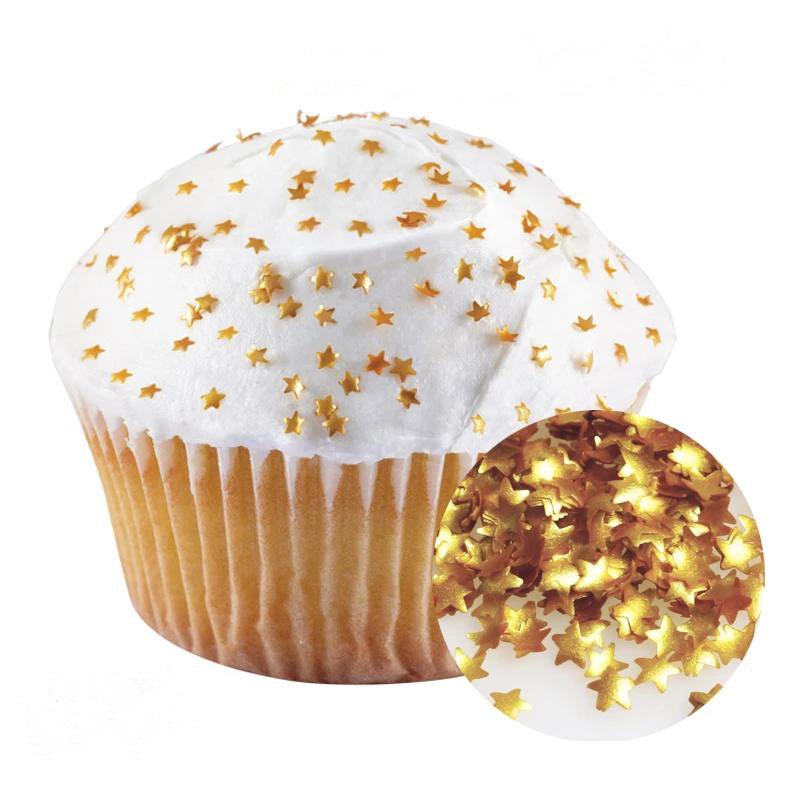 Edible Gold Glitter Star Sprinkles for cake decoration