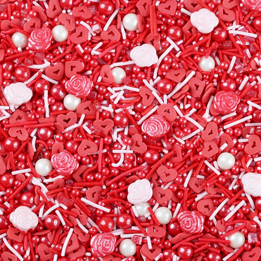 Wholesale 2023 Valentine Red Rose Pressed Candy Bakery Decoration Ingredient Confetti Cake Sprinkles Edible Decoration