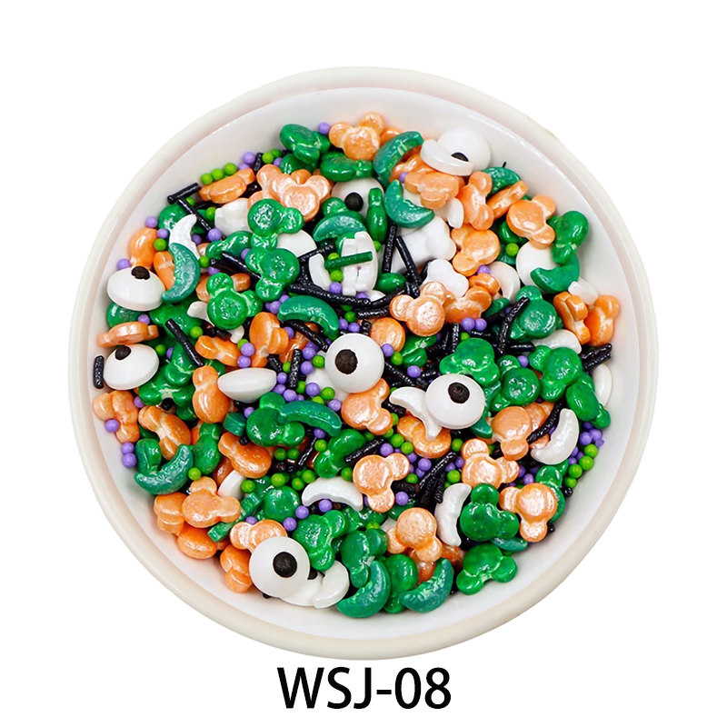 100g Halloween Cake Decorations Edible Eyeball and Moon Sprinkles Halal Solid Sugar Ingredients in Bottle and Bag Packaging