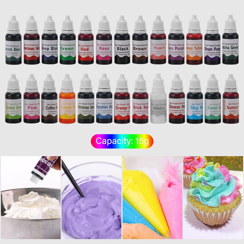 Edible Food Coloring Gel 15g For Baking Fondant Cooking Concentrated Icing Food Grade Edible Pigment Color Gel Cake Decoration