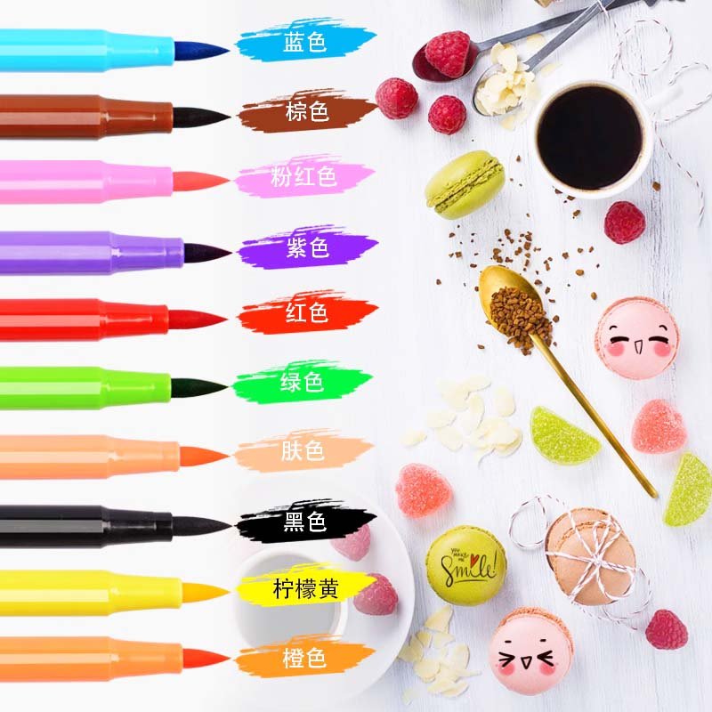 12 Color Edible Marker Pen Food Coloring edible ink edible painting for Cake Bakery Decoration Ingredients