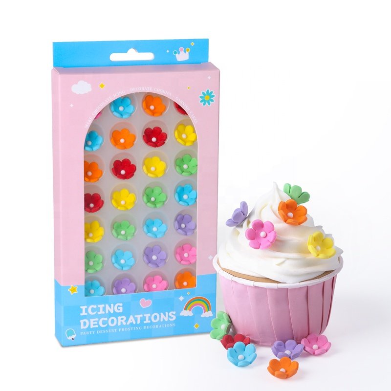 32-Count Daisy Multi-Color Sprinkles Edible 3d Flowers Candy for Cake Icing Sugars Decorations for Bakery Toppers Decorations