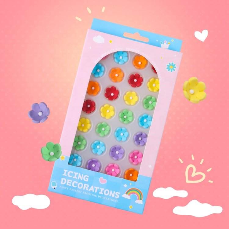 32-Count Daisy Multi-Color Sprinkles Edible 3d Flowers Candy for Cake Icing Sugars Decorations for Bakery Toppers Decorations